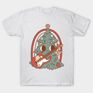 Groovy Christmas Tree With Guitar T-Shirt